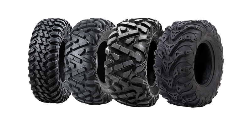 Different Tusk tire types lined up